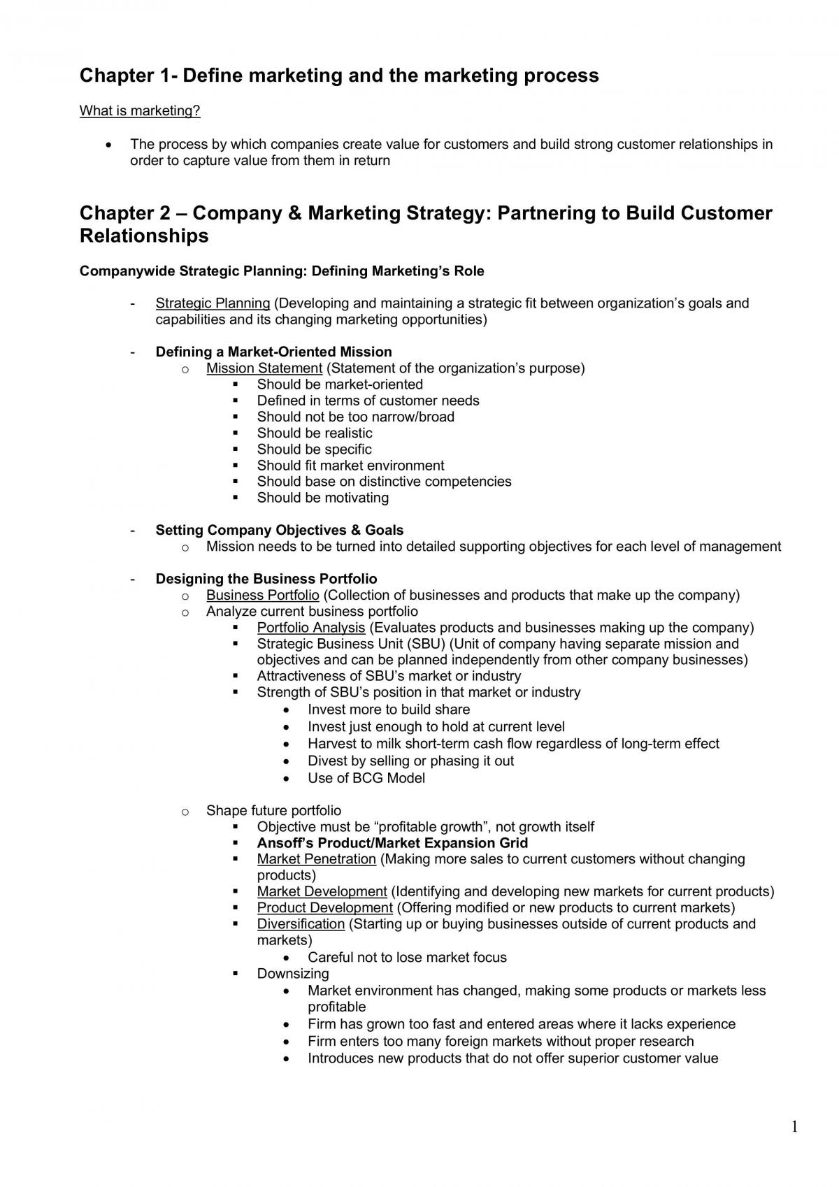 Marketing complete study notes - Page 1