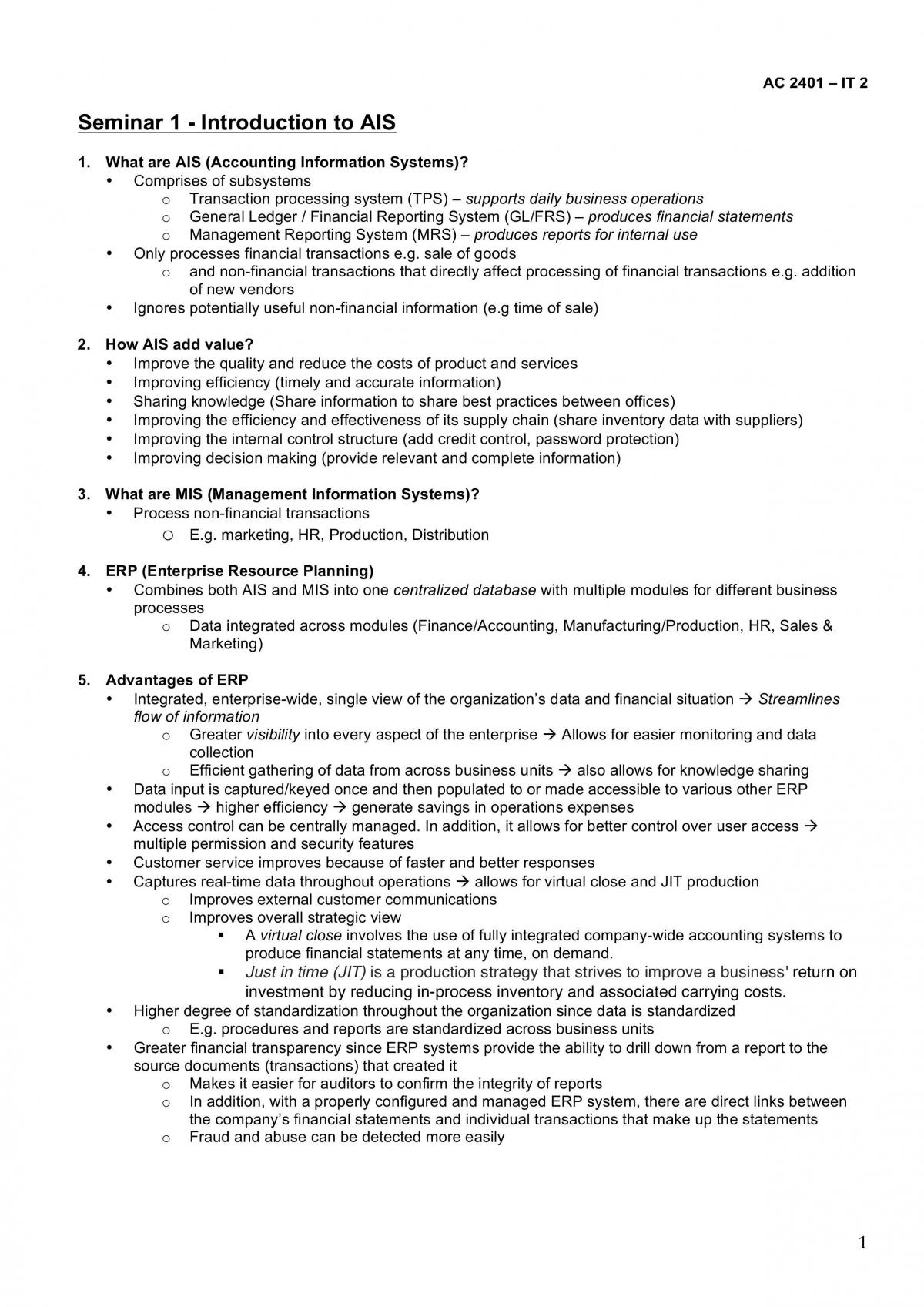 Accounting information systems full notes - Page 1