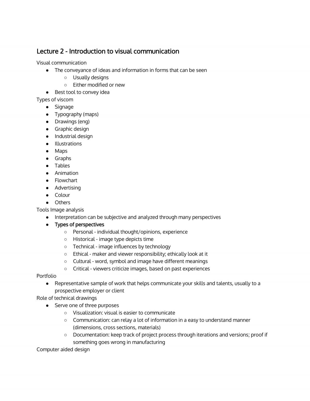 Final Visual Communication Notes - Page 1