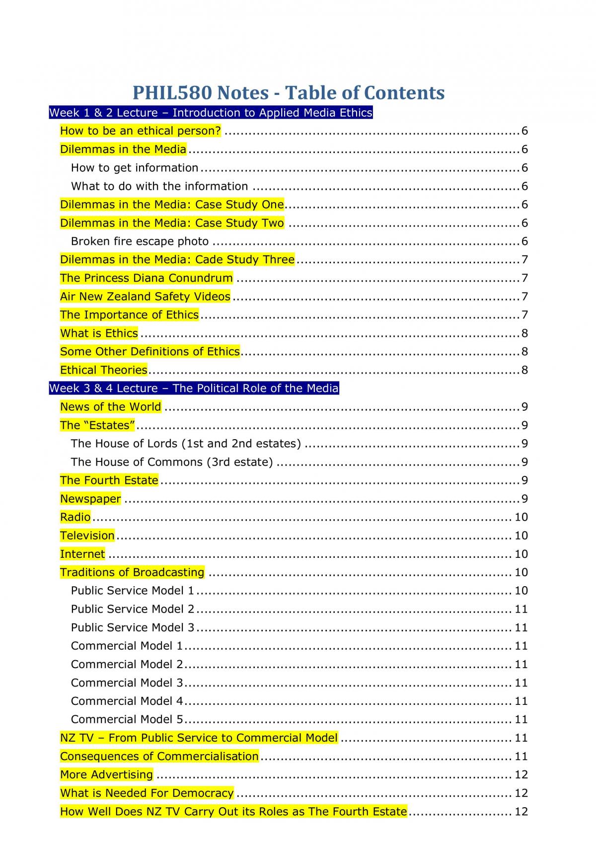 Week 1 to Week 12 Lecture Notes (Completed Contents) - Page 1