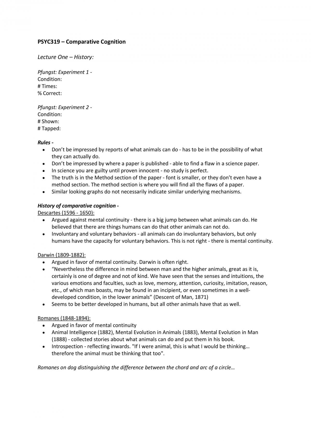 Comparative Cognition Notes - Page 1
