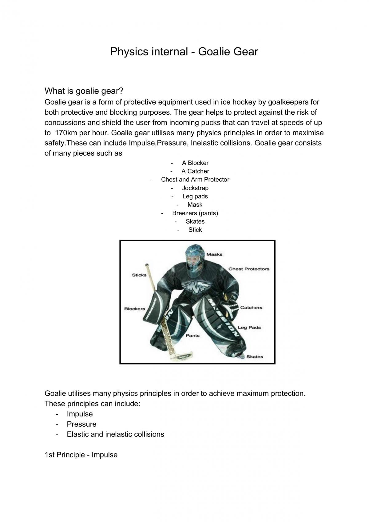 Physics Internal- Goalie Gear - Page 1