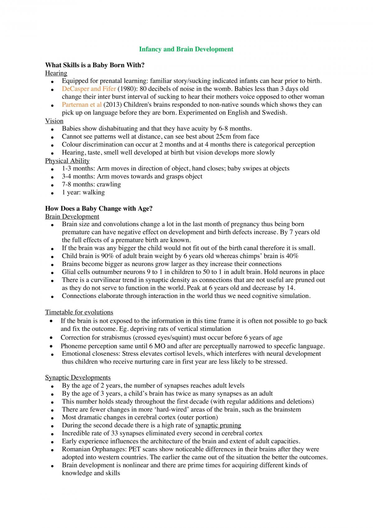 Developmental Psychology Summary Notes  - Page 1