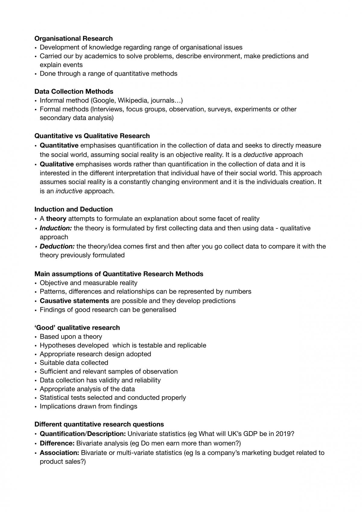 Organisational Research Methods Complete Notes 1-10  - Page 1