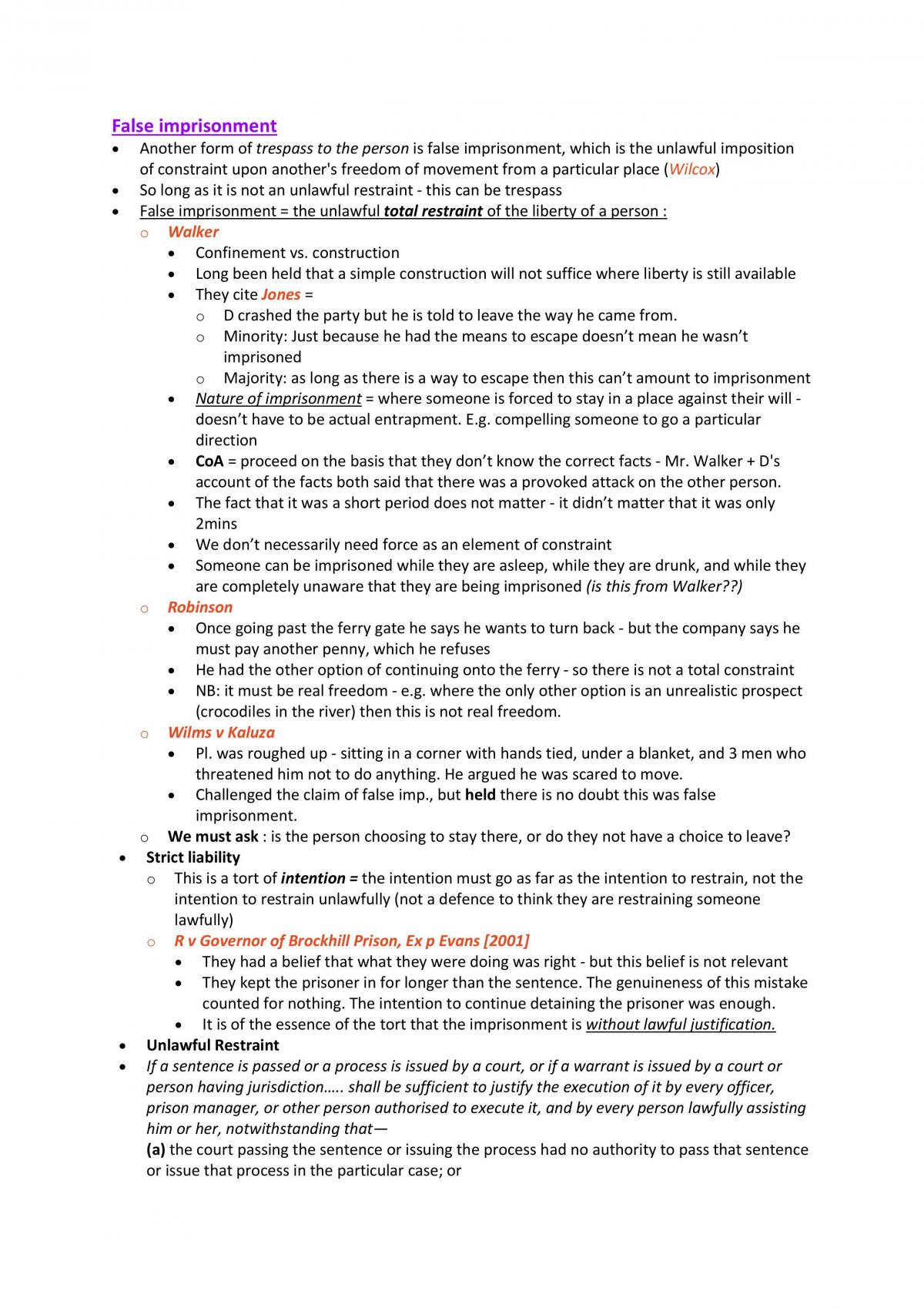 Law of Torts Complete Study Notes - Page 1