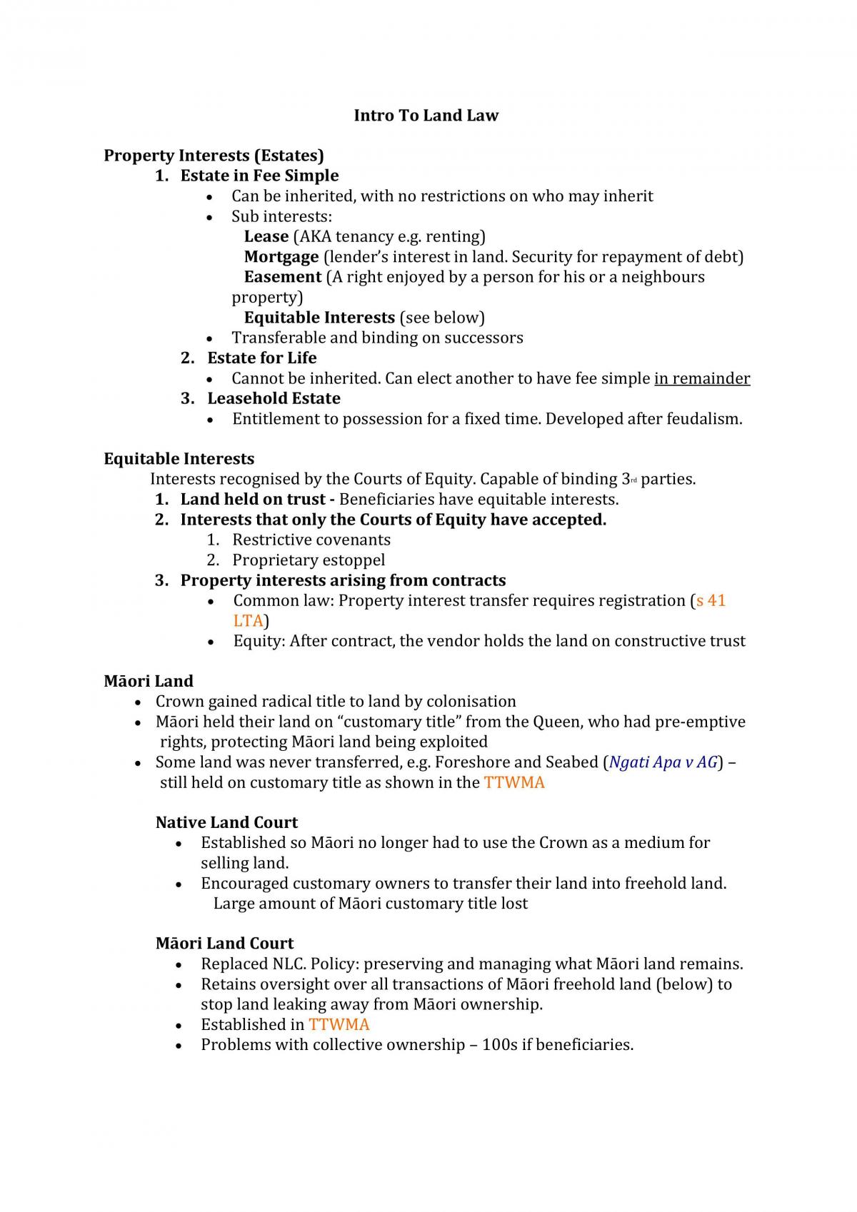 Property Law Complete Study Notes - Page 1