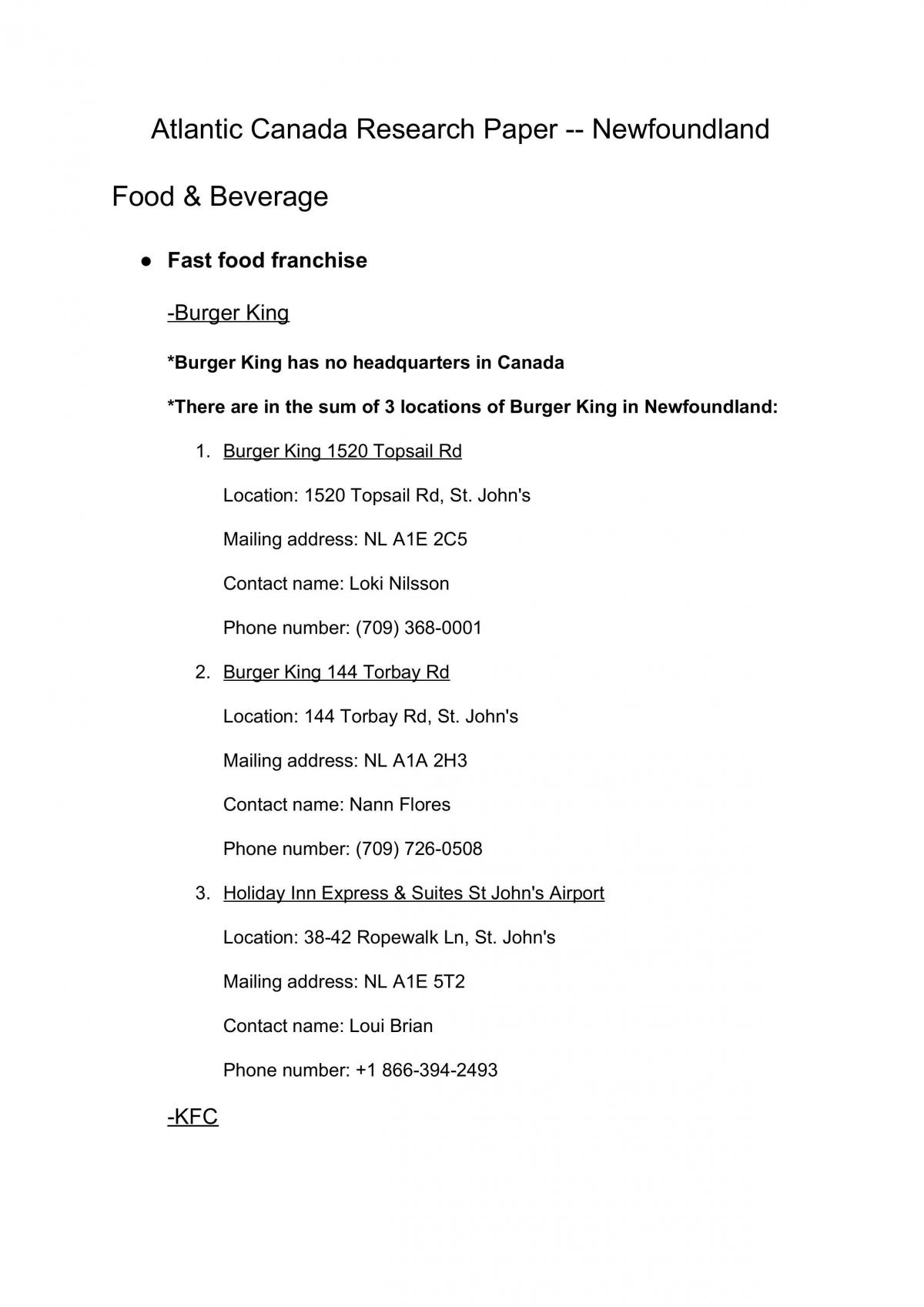 Atlantic Canada Research Paper - Newfoundland - Page 1