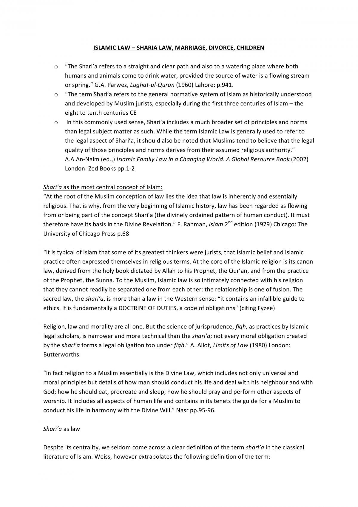 An introduction to Islamic Law notes - Page 1