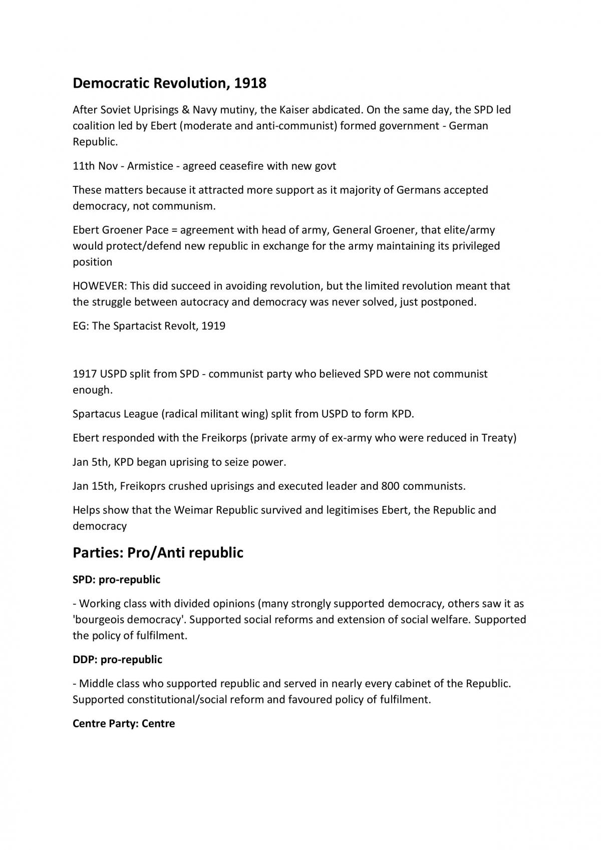 Weimar Republic Notes - Page 1