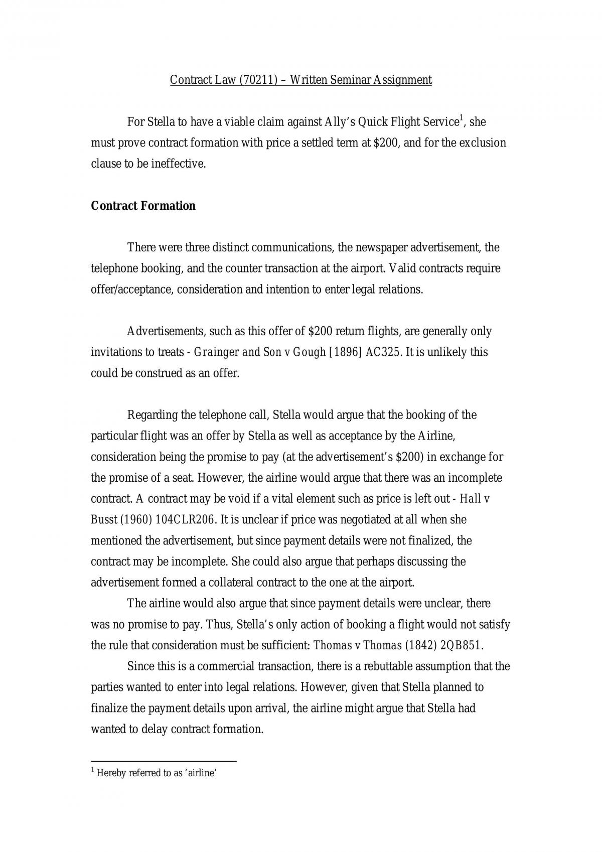Law Of Contract - Page 1