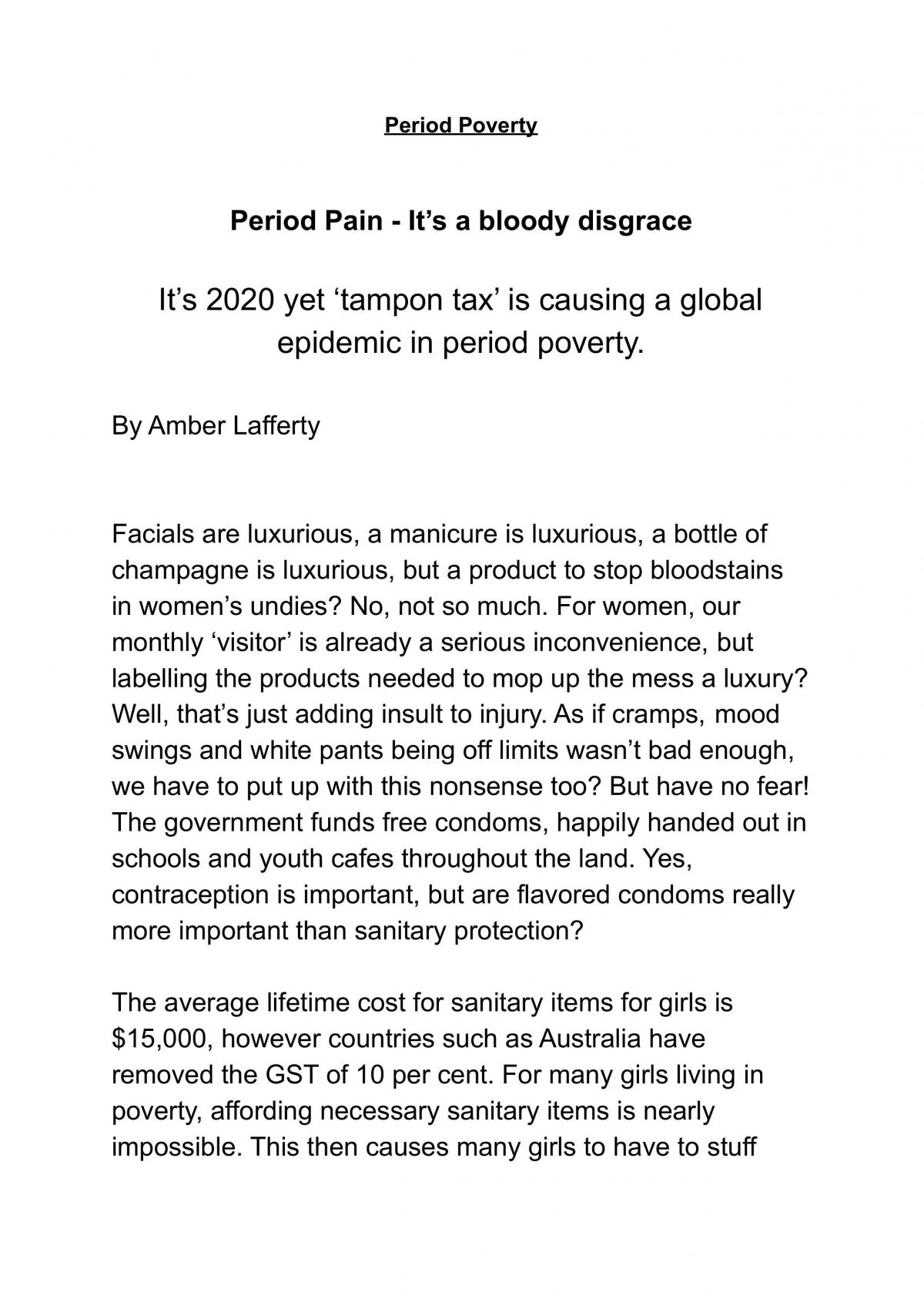Period Poverty  - Page 1
