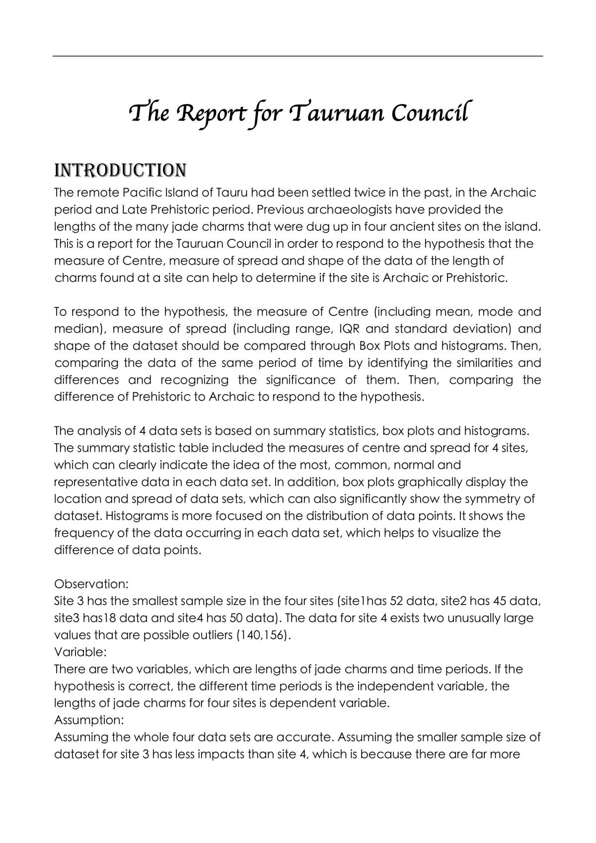 Report for Tauruan Council - Page 1