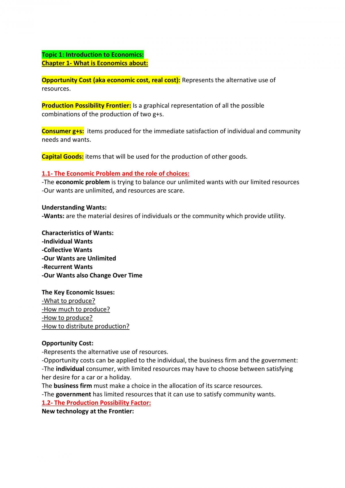 Economic Year 11 Notes - Page 1