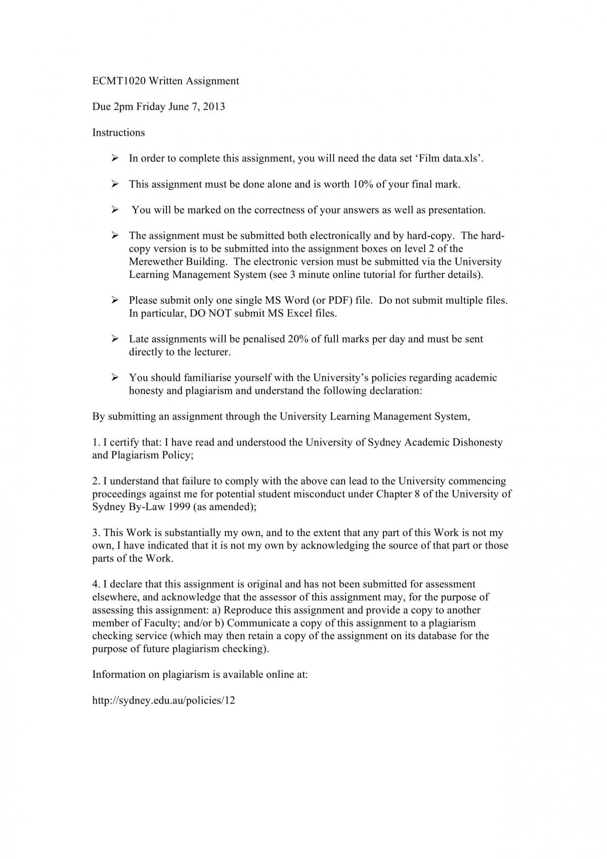 ECMT1020 Written Assignment - Page 1