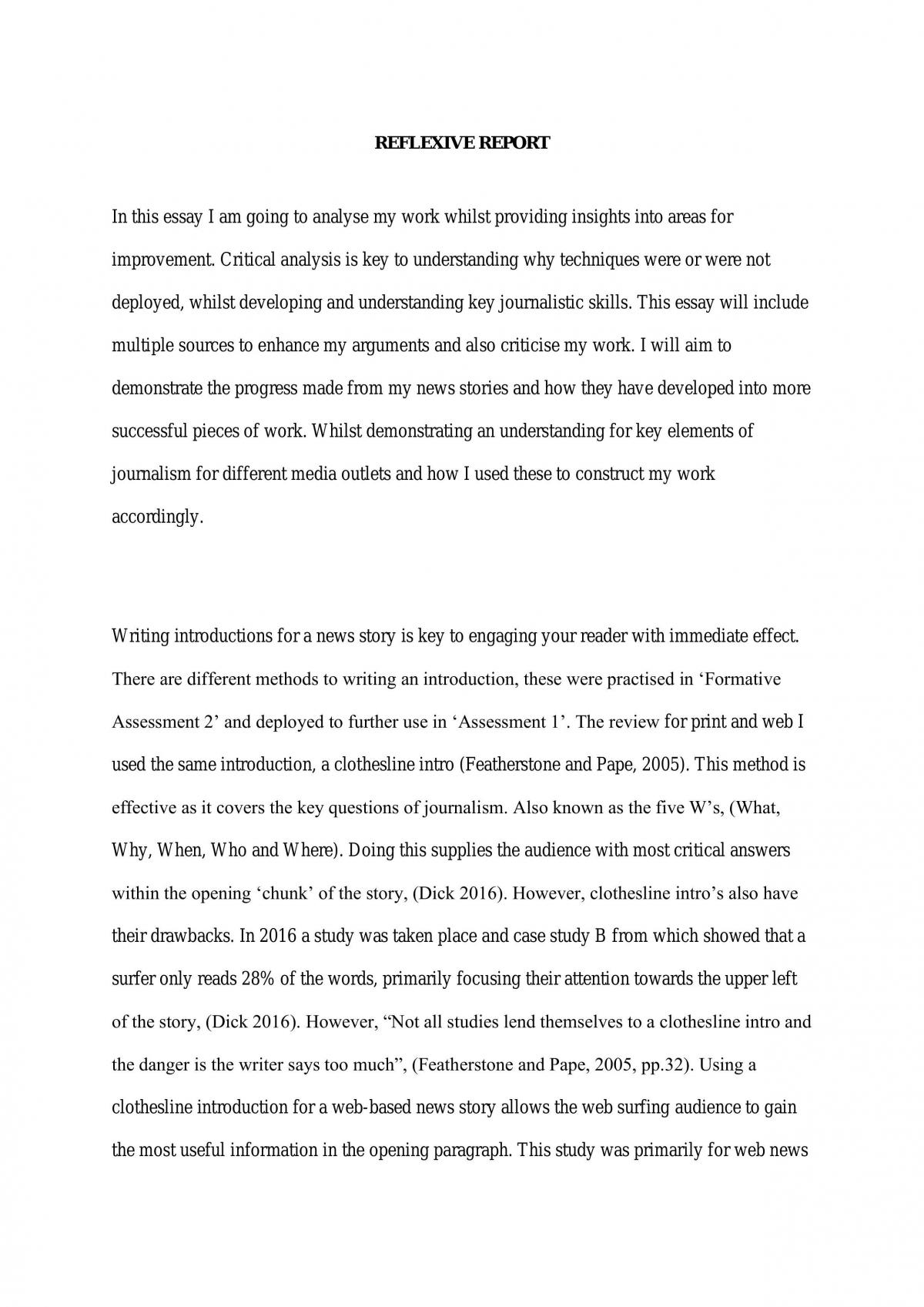 Reflexive Report/Portfolio - Page 1