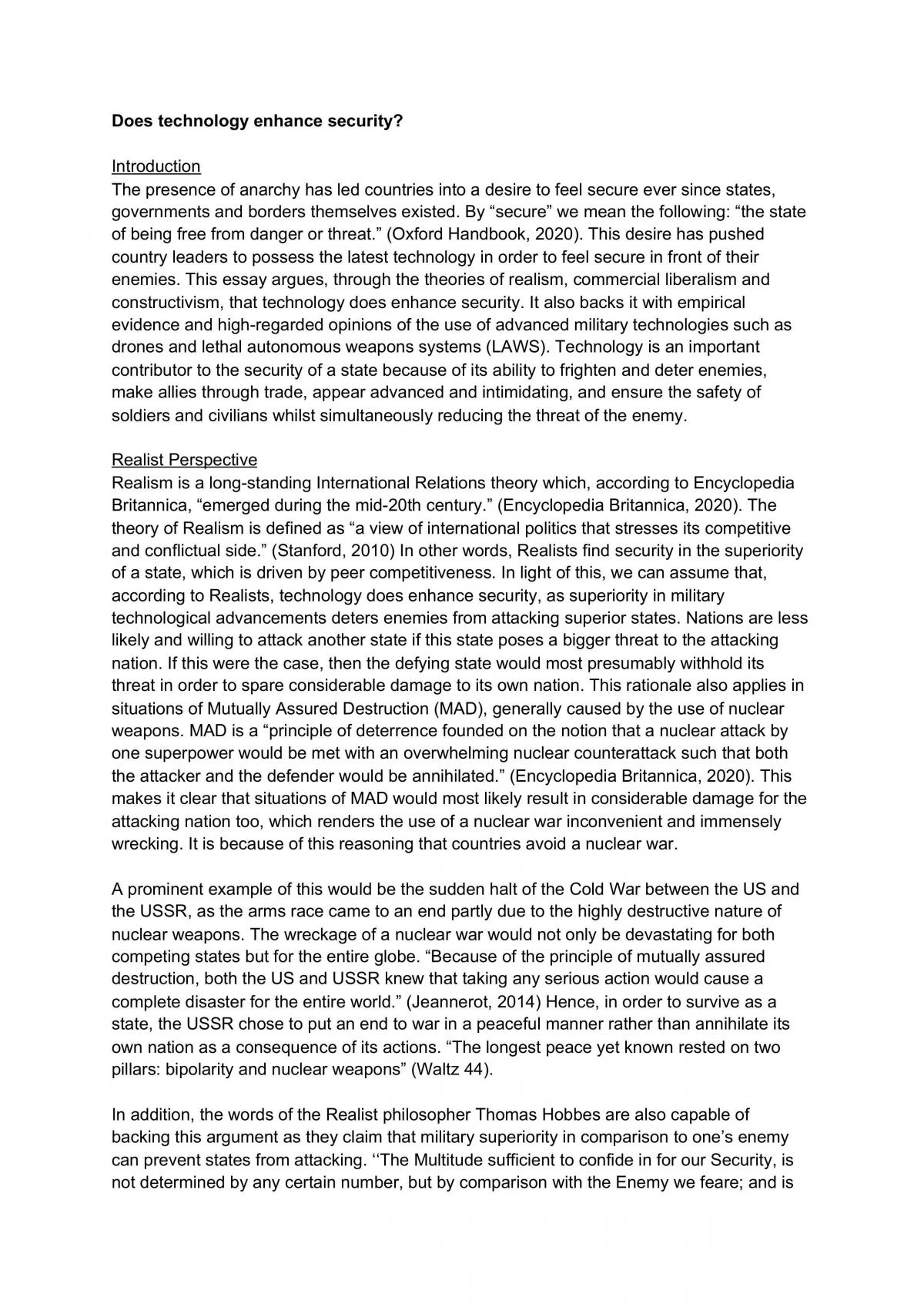 Essay - Does technology enhance security? - Page 1