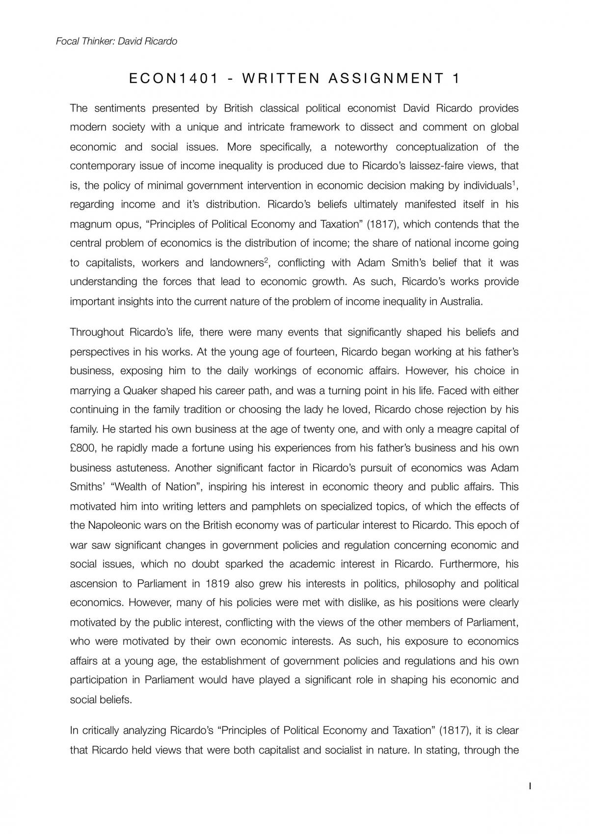 Written Assignment 1 - Page 1