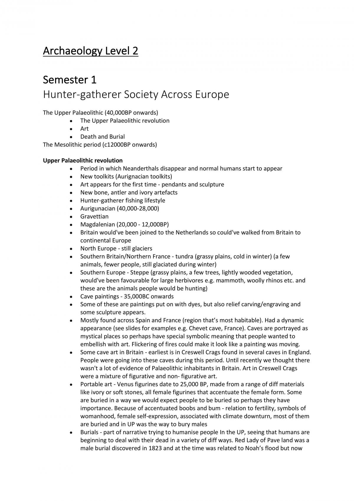 Archaeology Level 2 Notes - Page 1