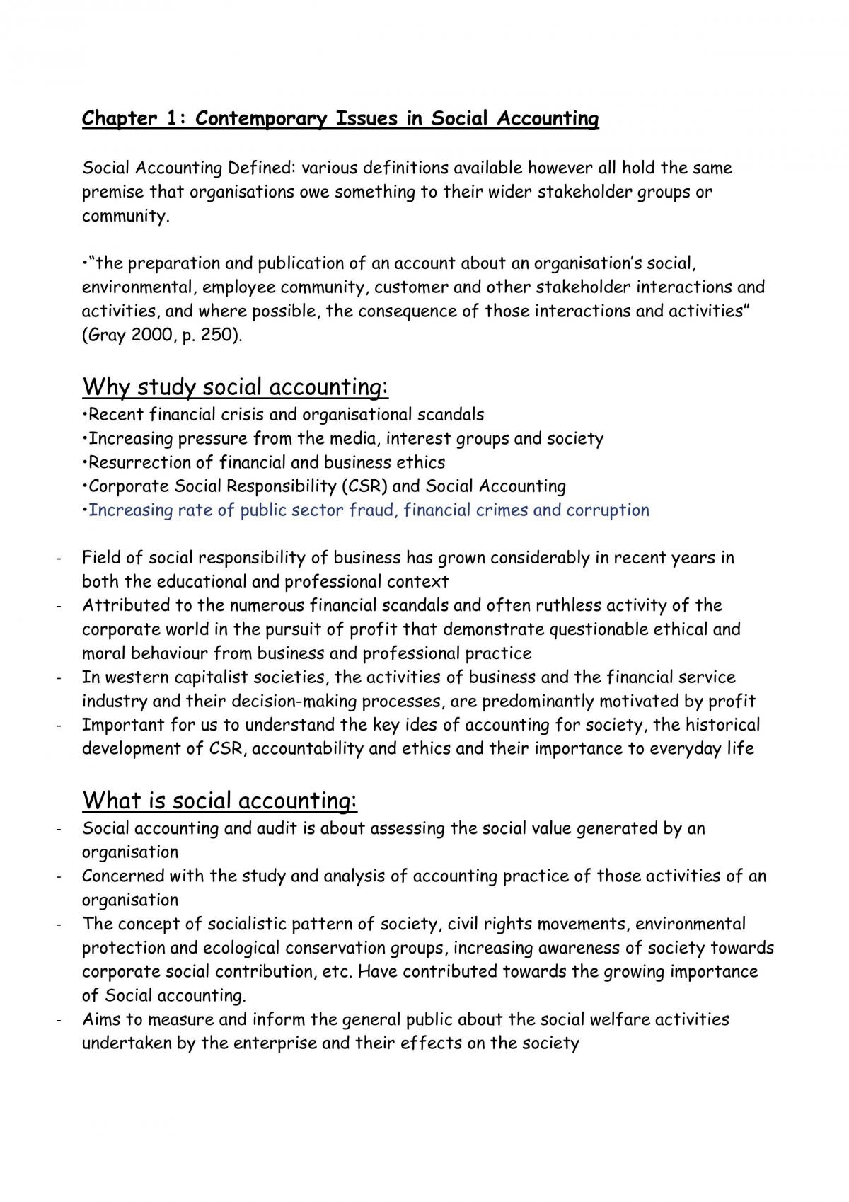 Social and Environmental Accounting Revision Notes  - Page 1