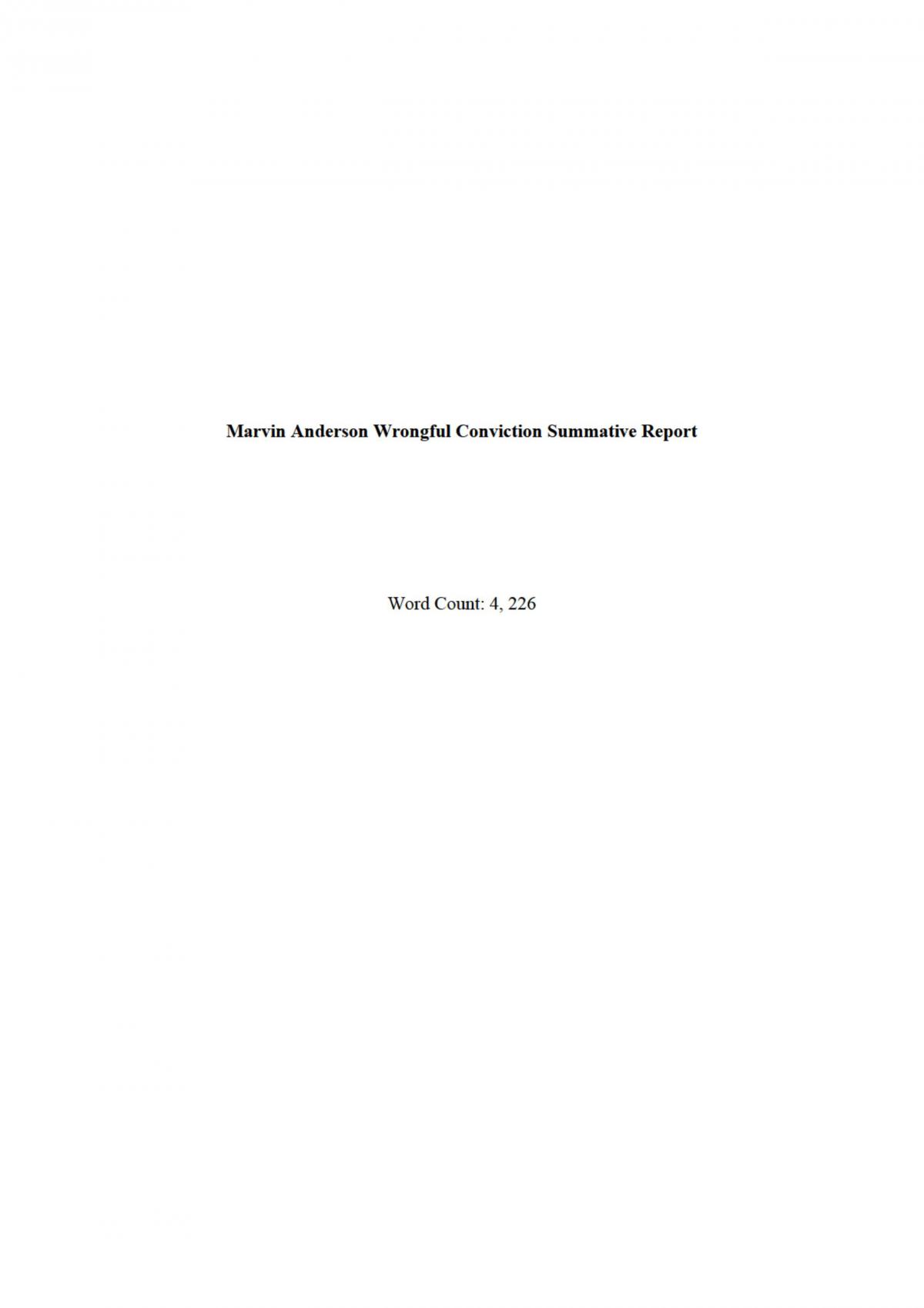 Critical Analysis of Marvin Anderson's Wrongful Conviction - Page 1