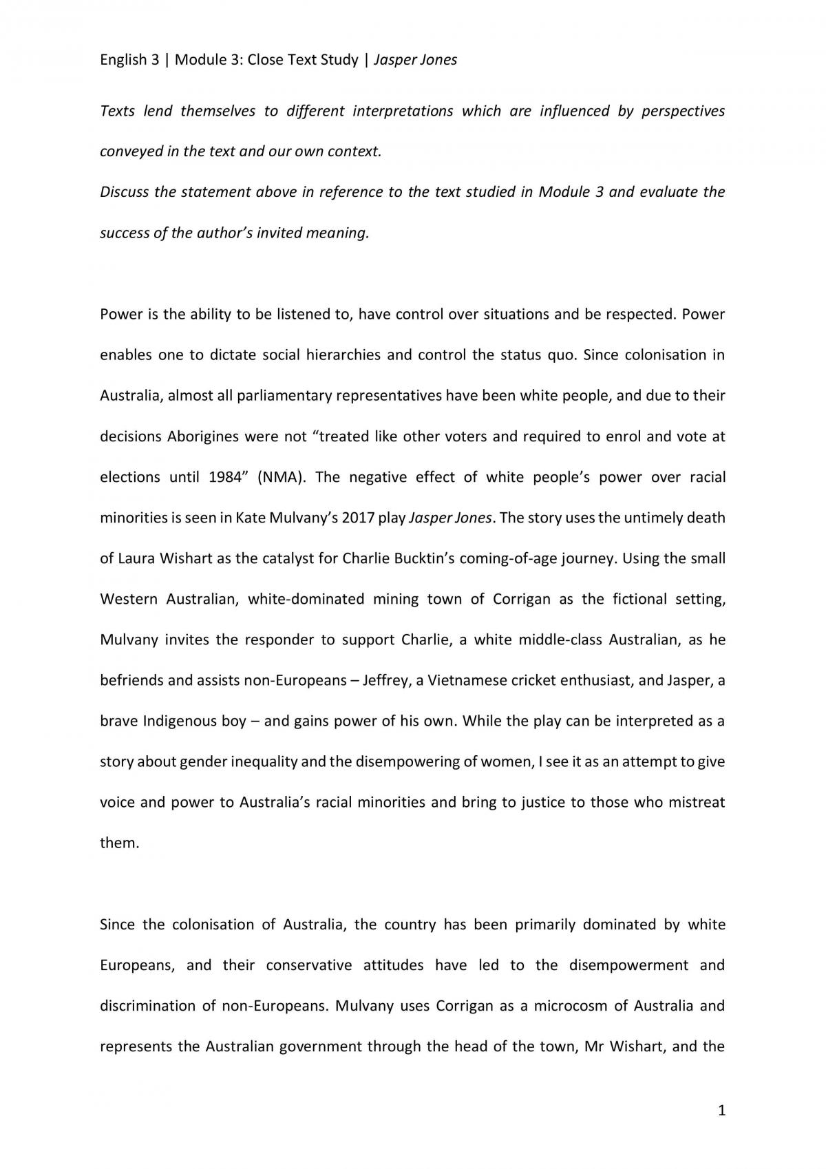Module 3 Major Essay - Page 1