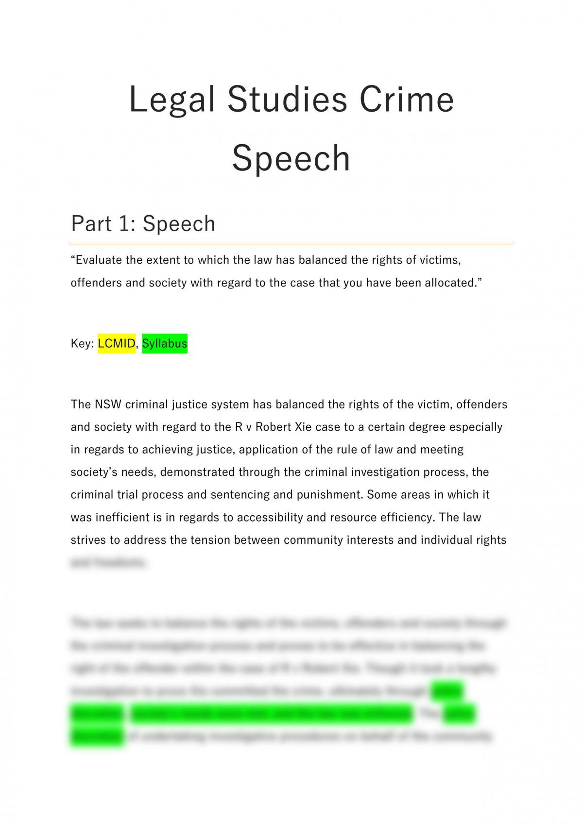 how to write a crime speech