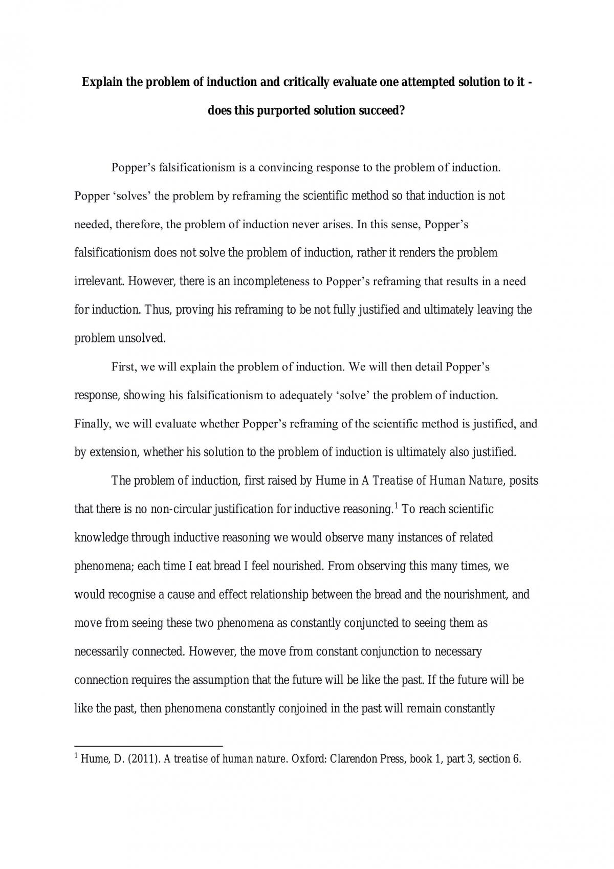 Explain the problem of induction and critically evaluate one attempted solution to it - Page 1