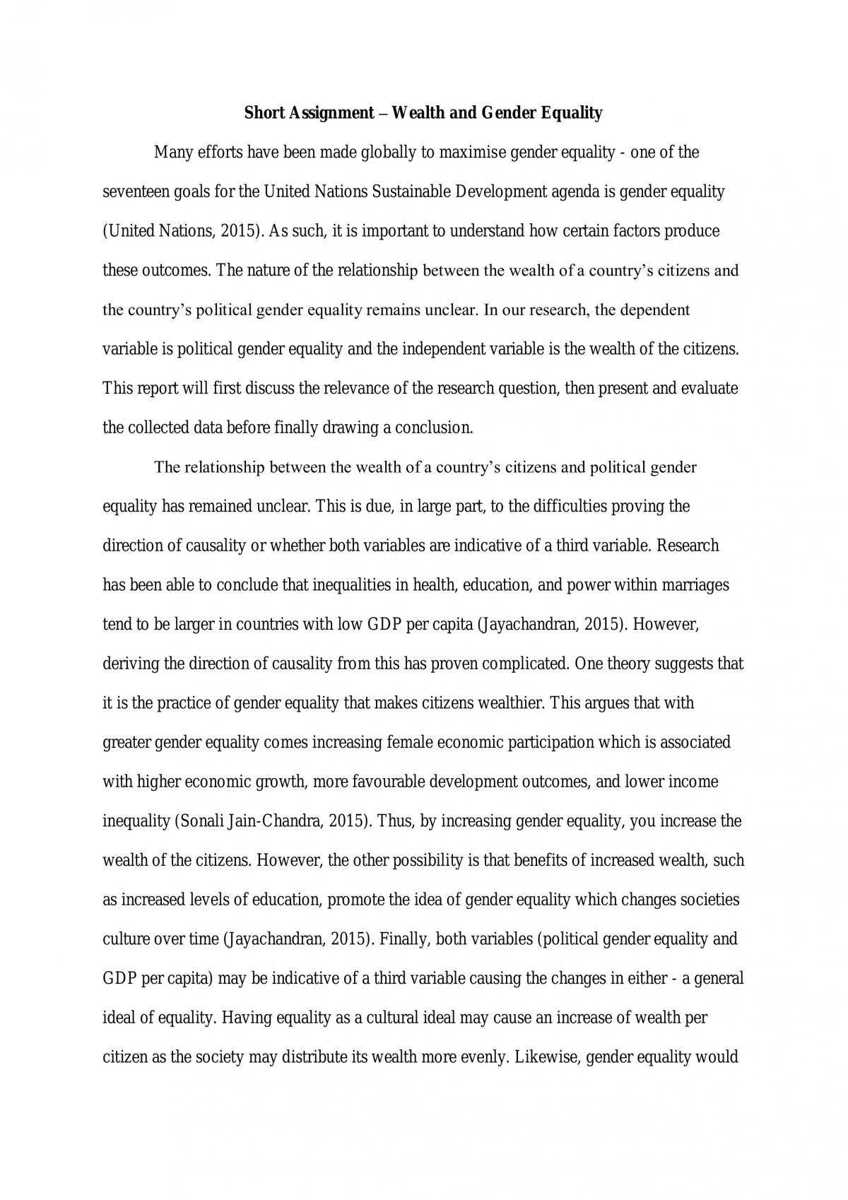 Assignment on wealth and gender equality - Page 1