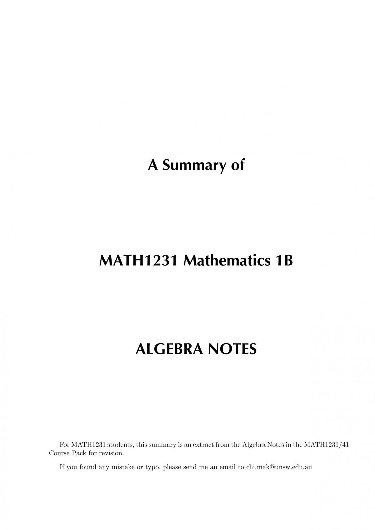 Algebra - Page 1