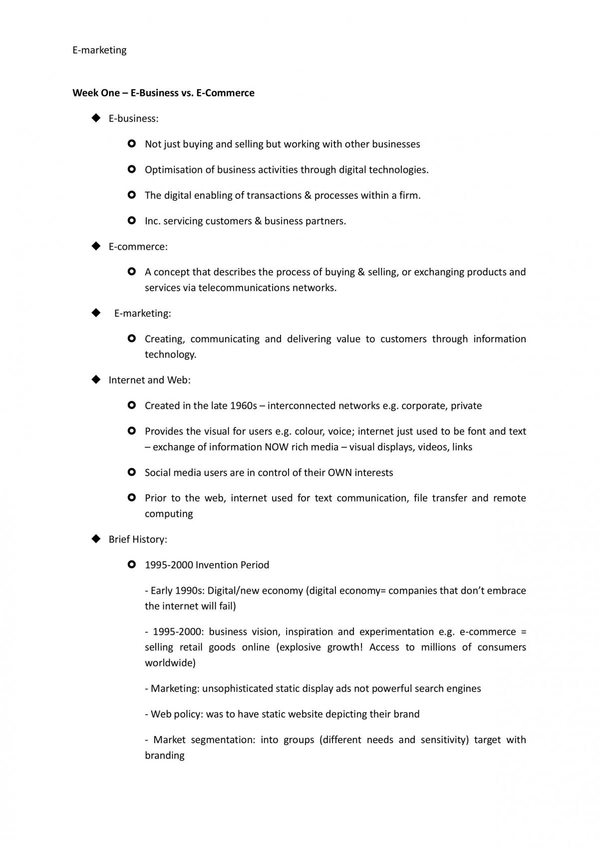 FULL SEMESTER NOTES: E-Marketing & Management of Services - Page 1