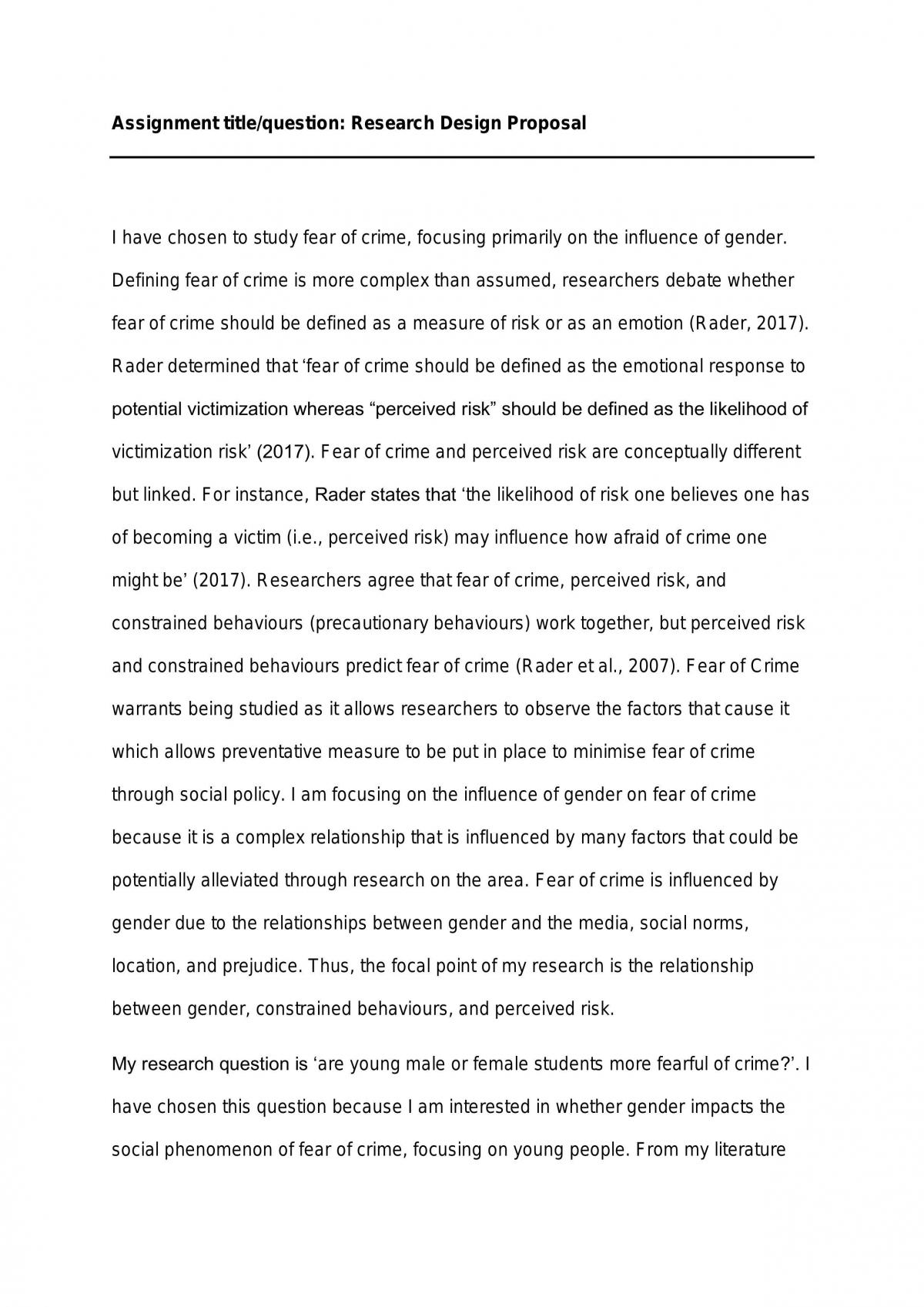 Research design proposal - Page 1