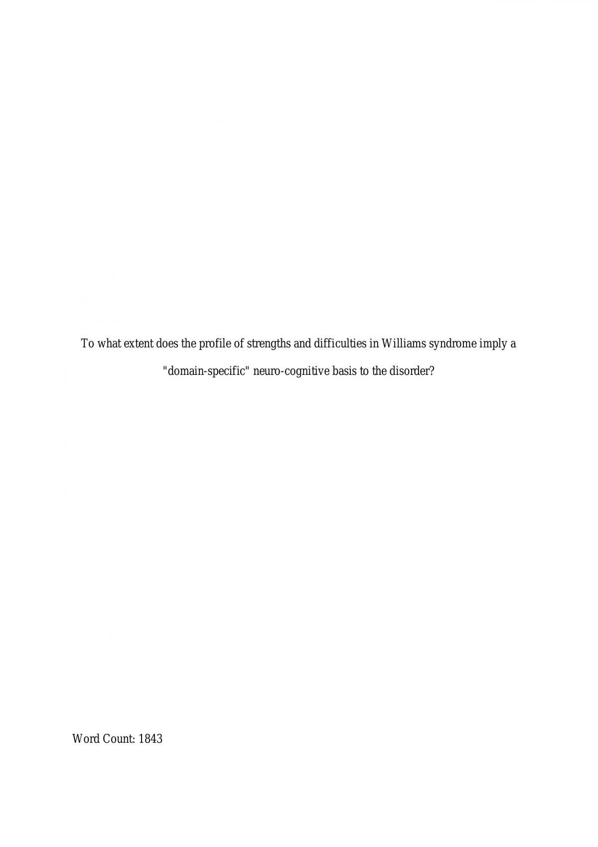 Strengths & Difficulties in Williams Syndrome - Page 1