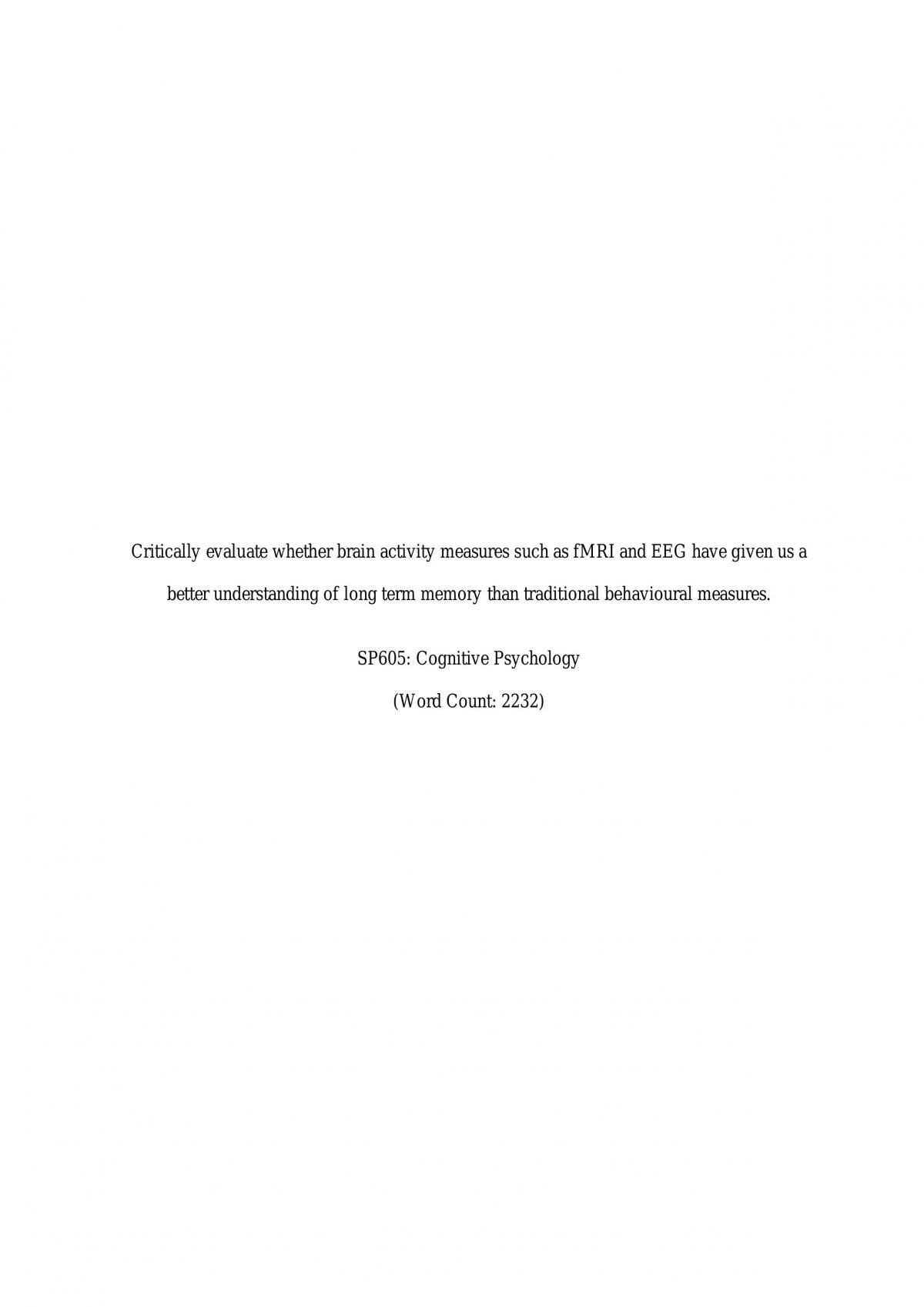 Effects of brain activity measures on long term memory - Page 1