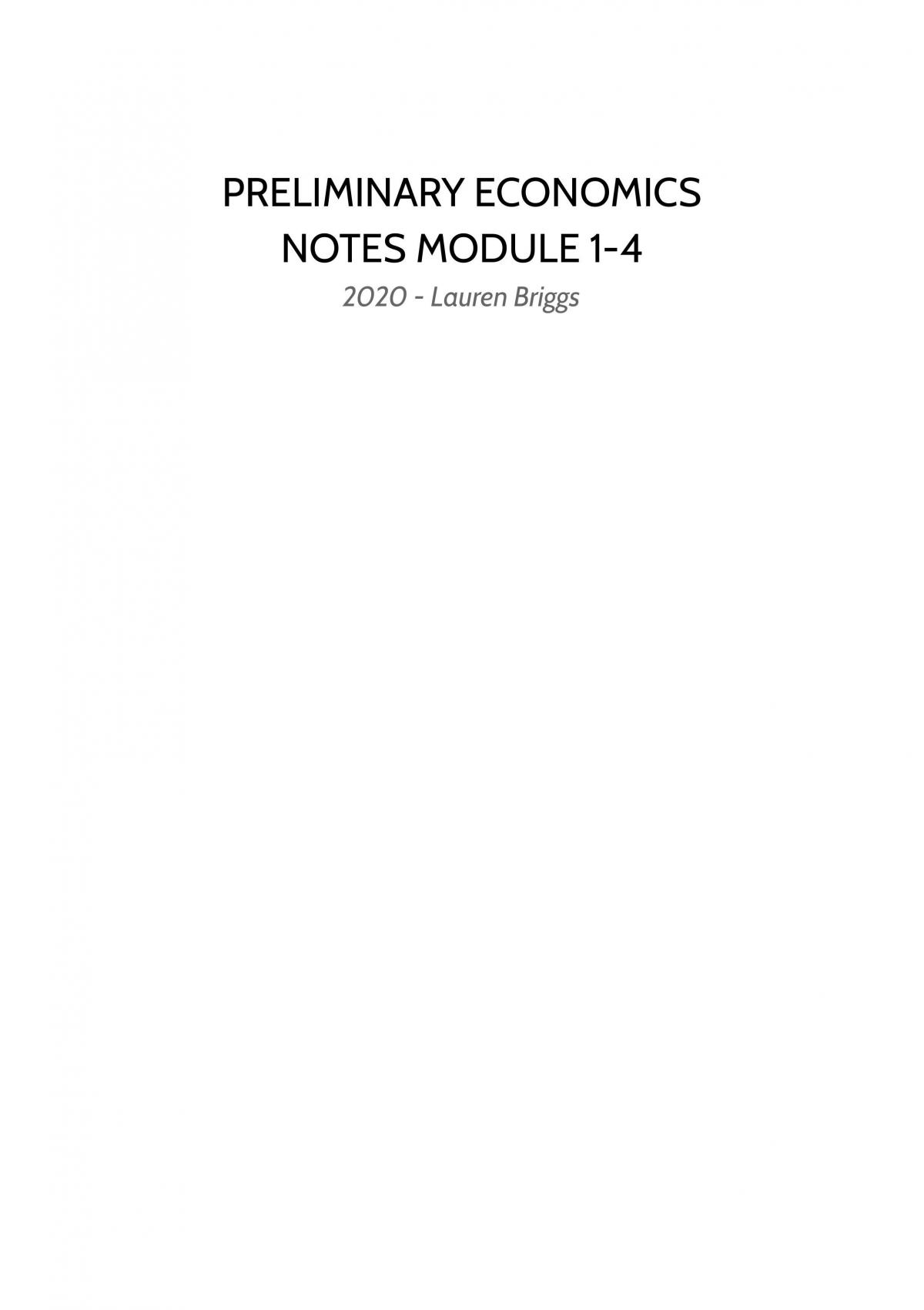 Preliminary Economics Notes Module 1-4 - Page 1