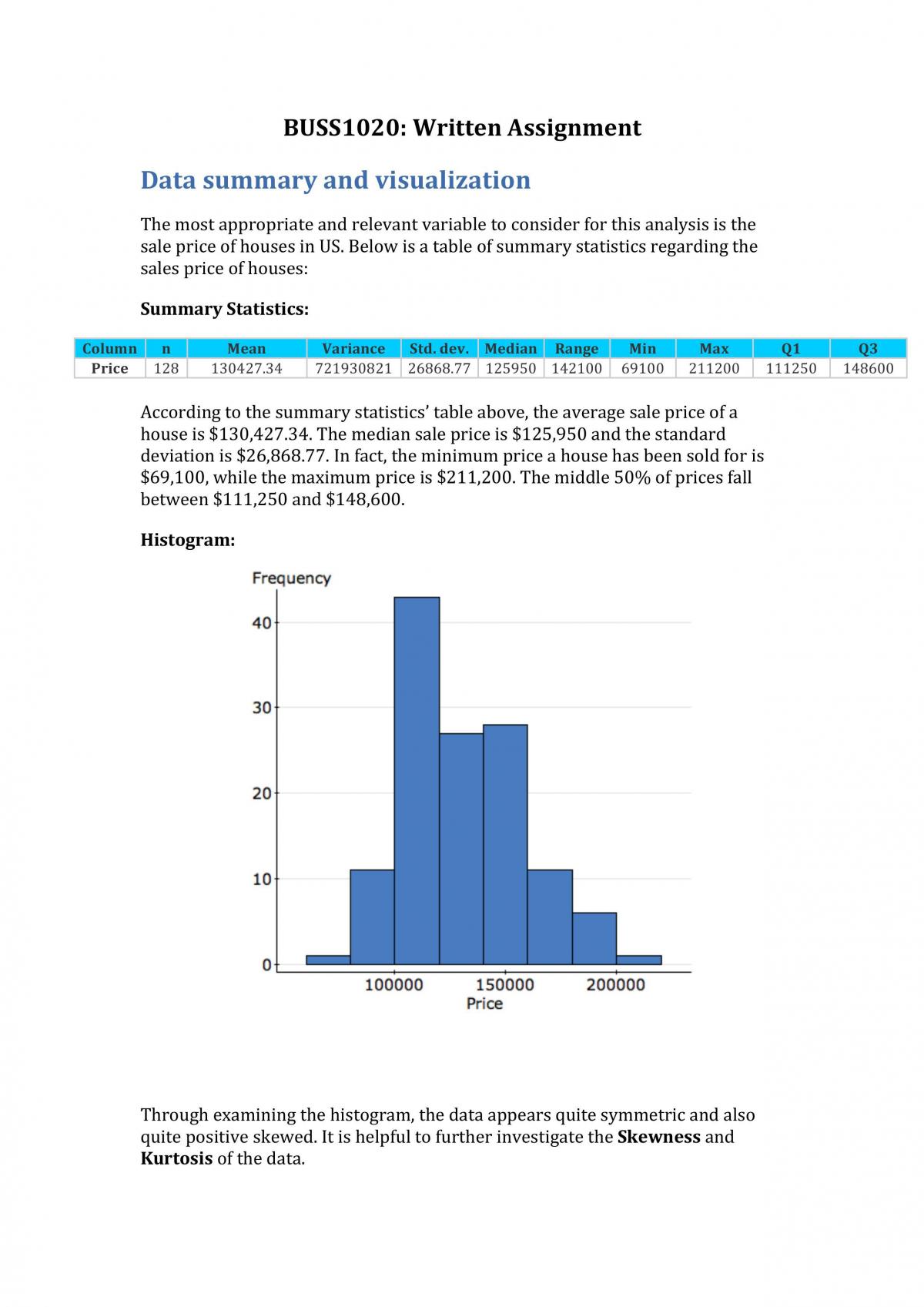 BUSS1020: Written Assignment - Page 1