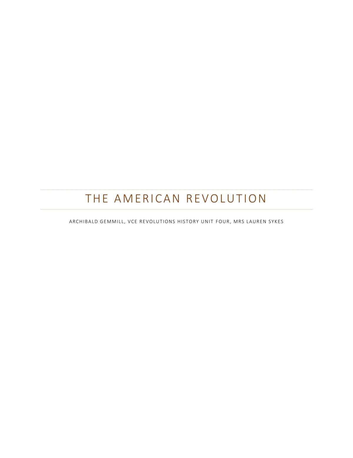 The American Revolution - AtarNotes  - Page 1