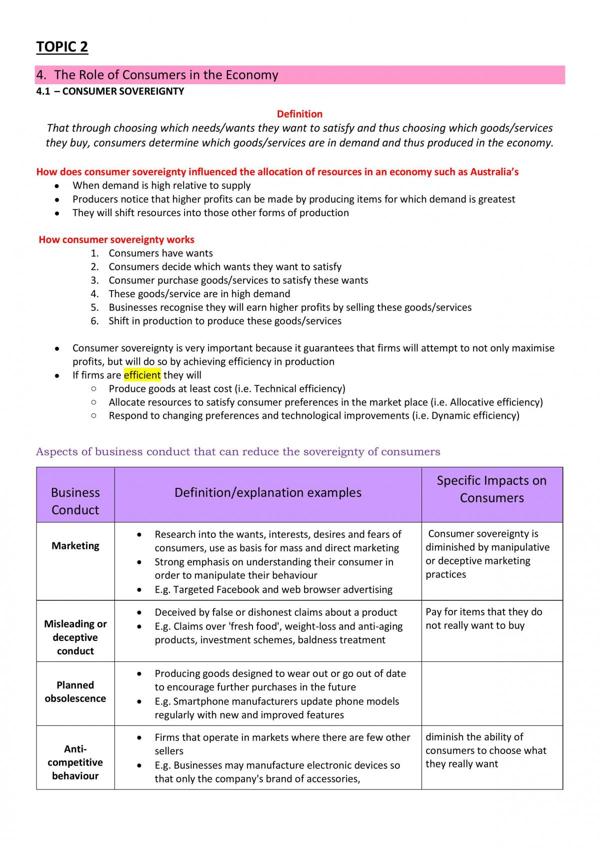 Economics notes - topic 2 - chapters 4 and 5 - Page 1