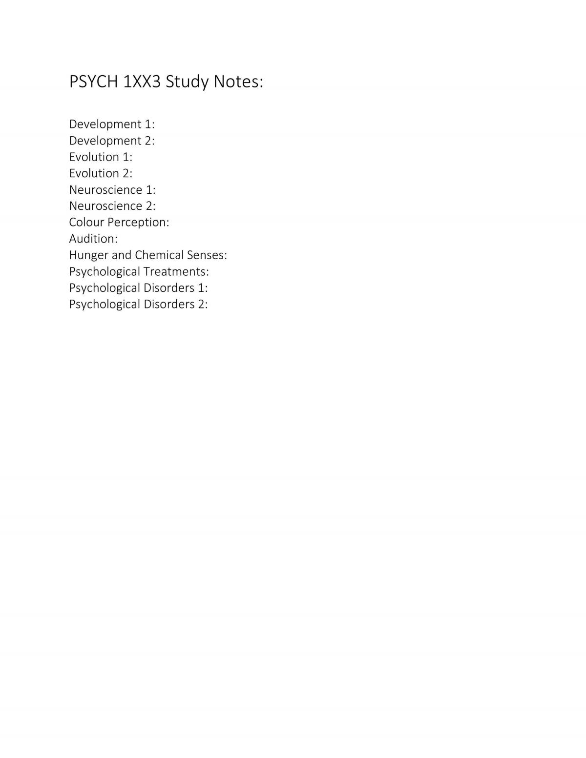 Psych 1XX3 Study Notes - Page 1