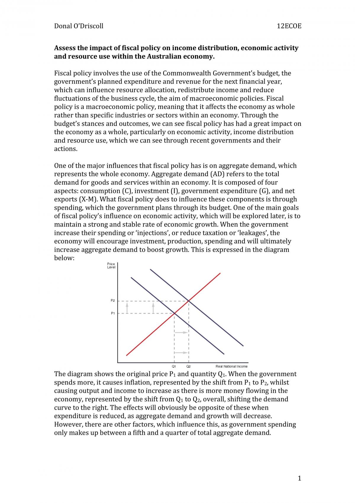 fiscal policy essay hsc economics