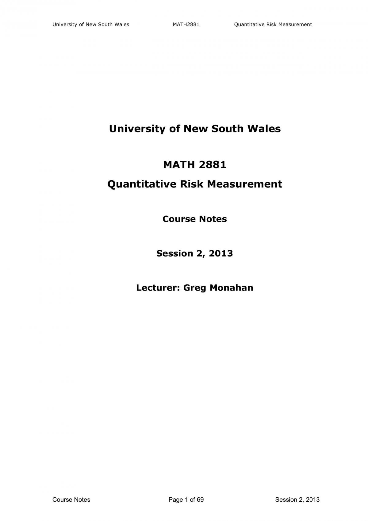 Course Notes  - Page 1