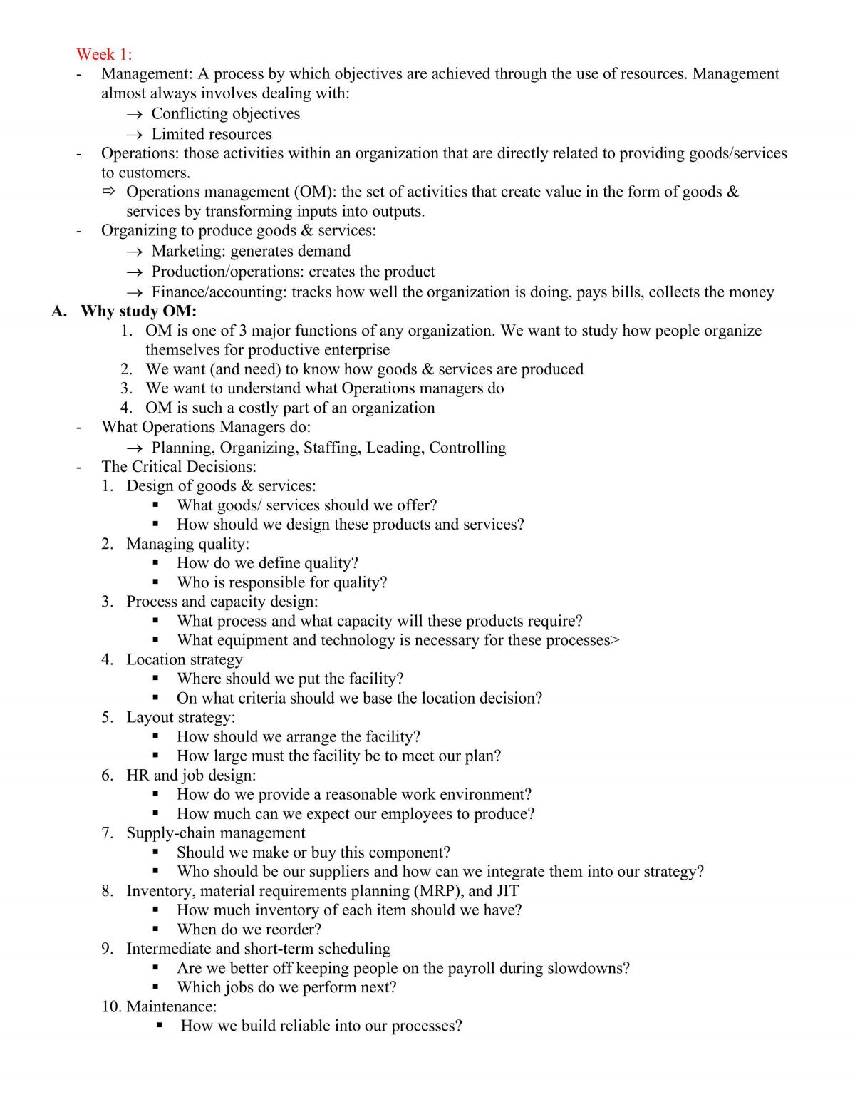 Operations Management Notes Complete - Page 1