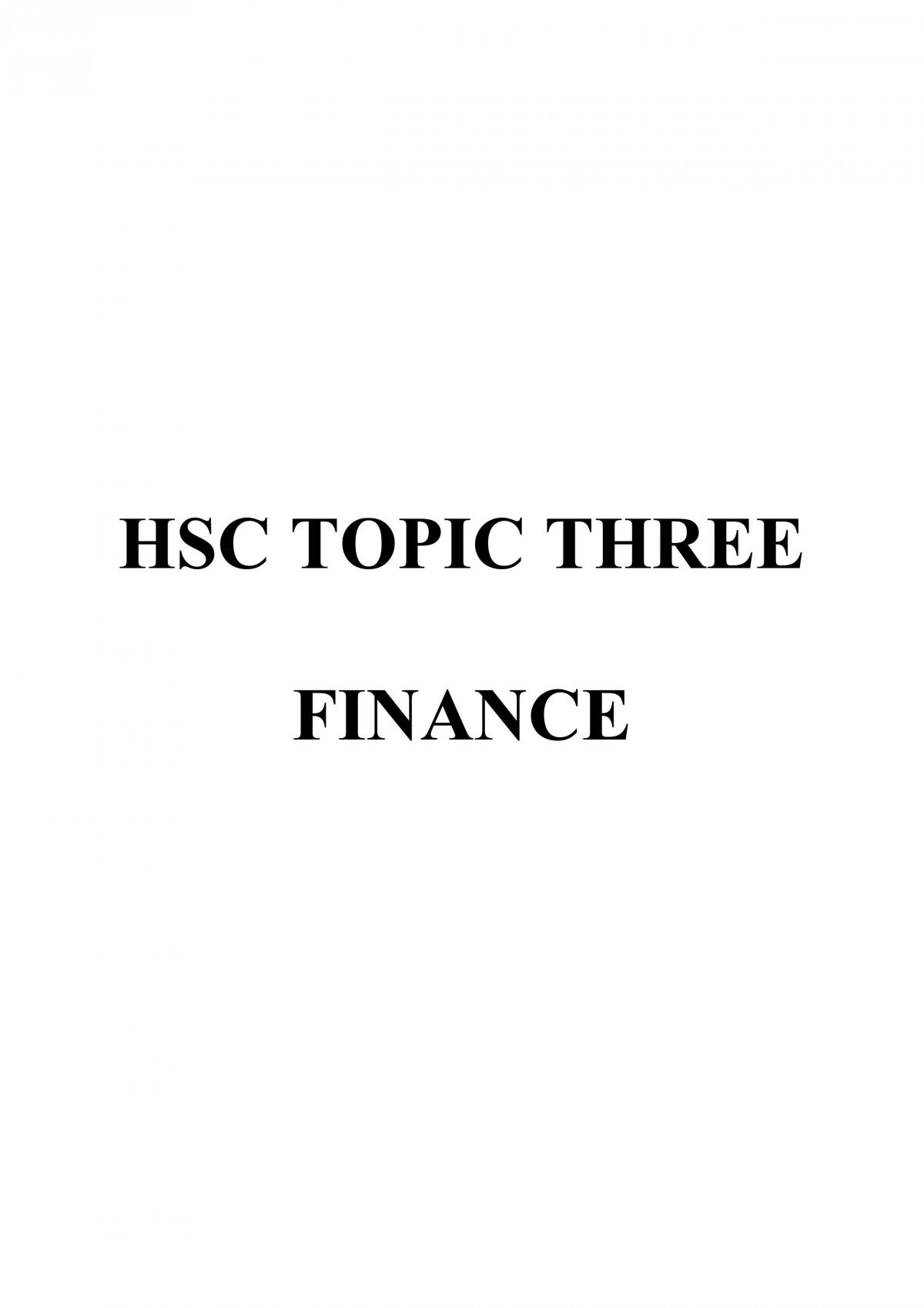 HSC Topic Three – Finance - Page 1
