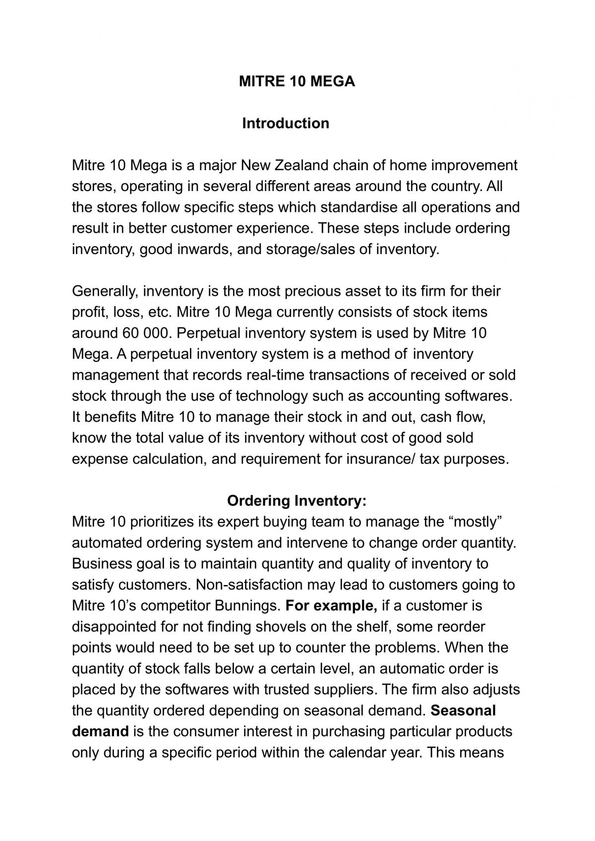 Accounting Level 2 - Inventory systems (Mitre 10 Mega) - Page 1
