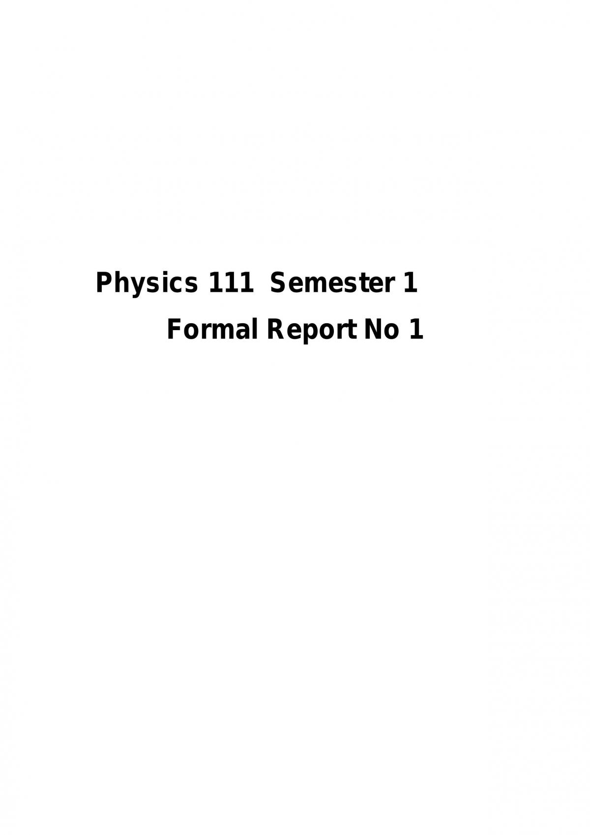 PHYS111 Formal Lab Report 1 - Page 1