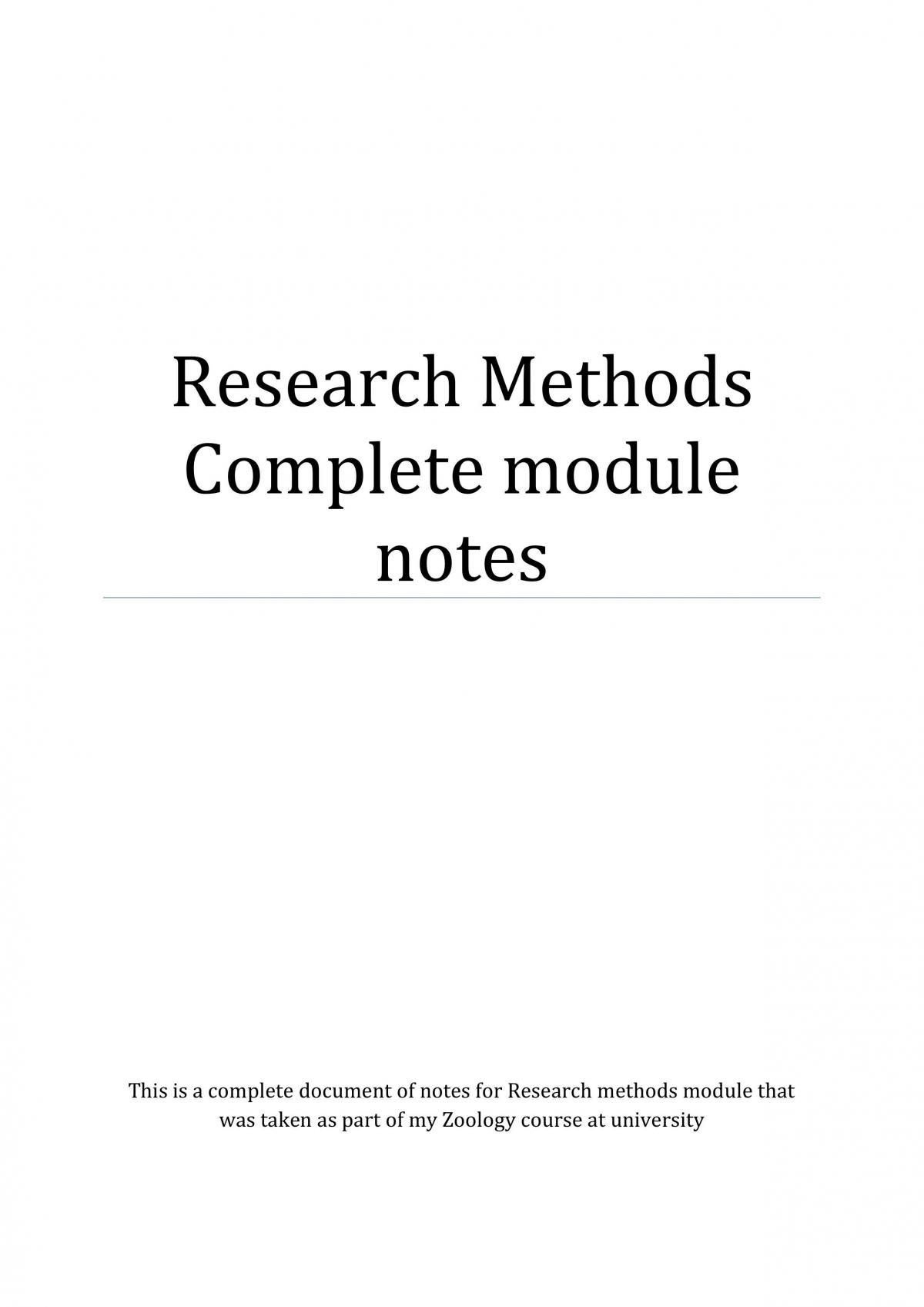 Complete study notes for Research methods - Page 1