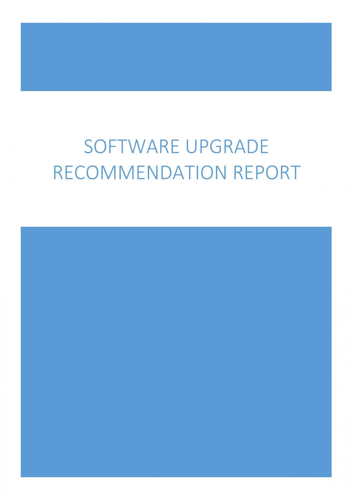 IDT Software Upgrade Recommendation Report - Page 1