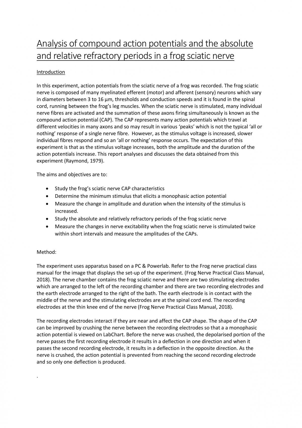 Action potentials in model frog sciatic nerve essay - Page 1