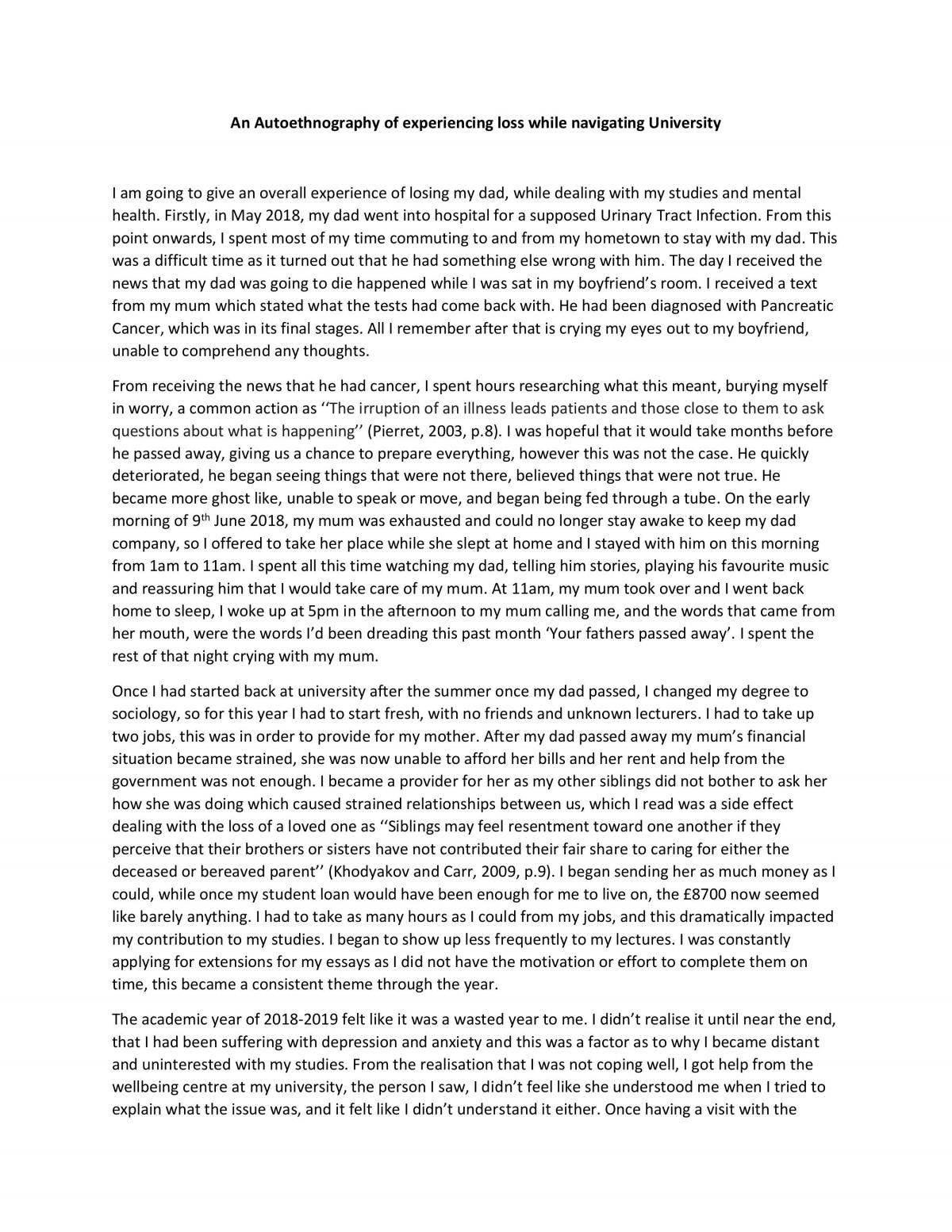 An autoethnography on navigating loss through University  - Page 1