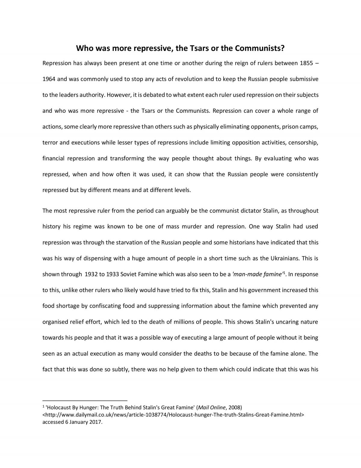 Who was more repressive, the Tsars or the Communists? - Page 1