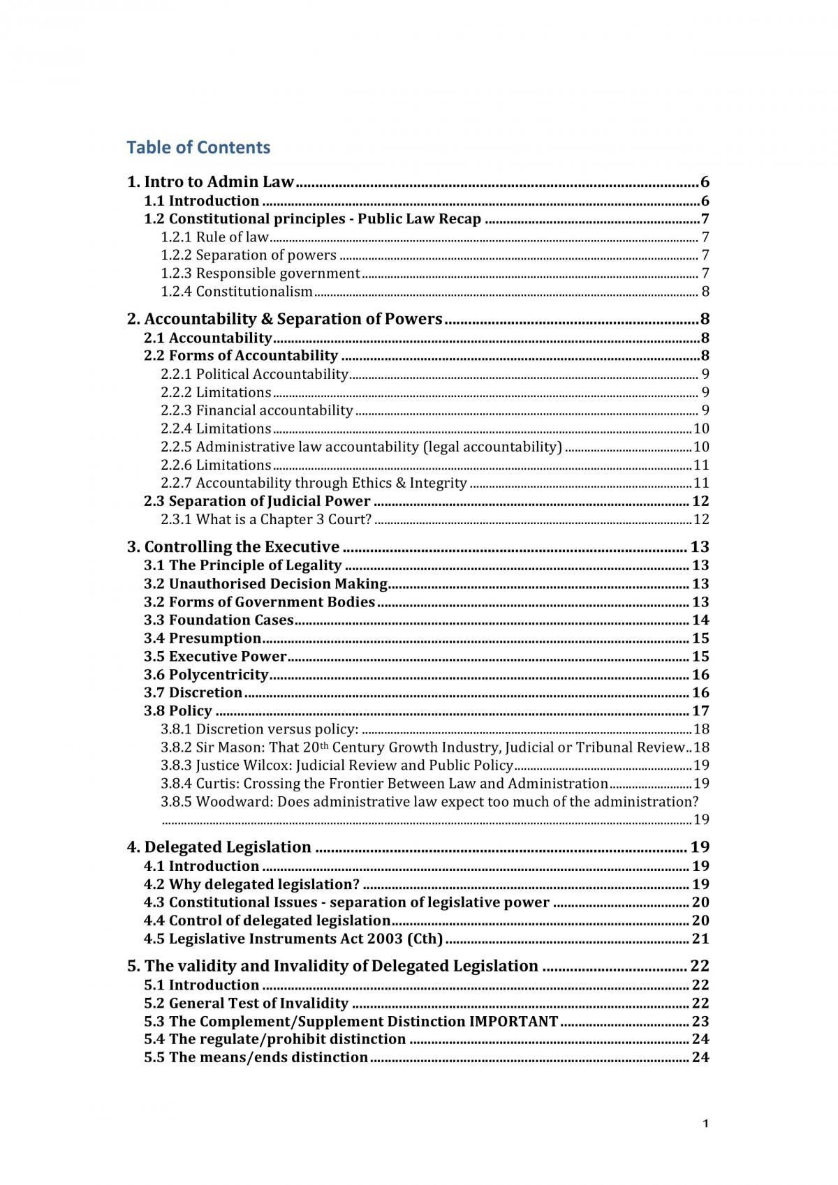 Full Exam Notes Admin Law - Page 1